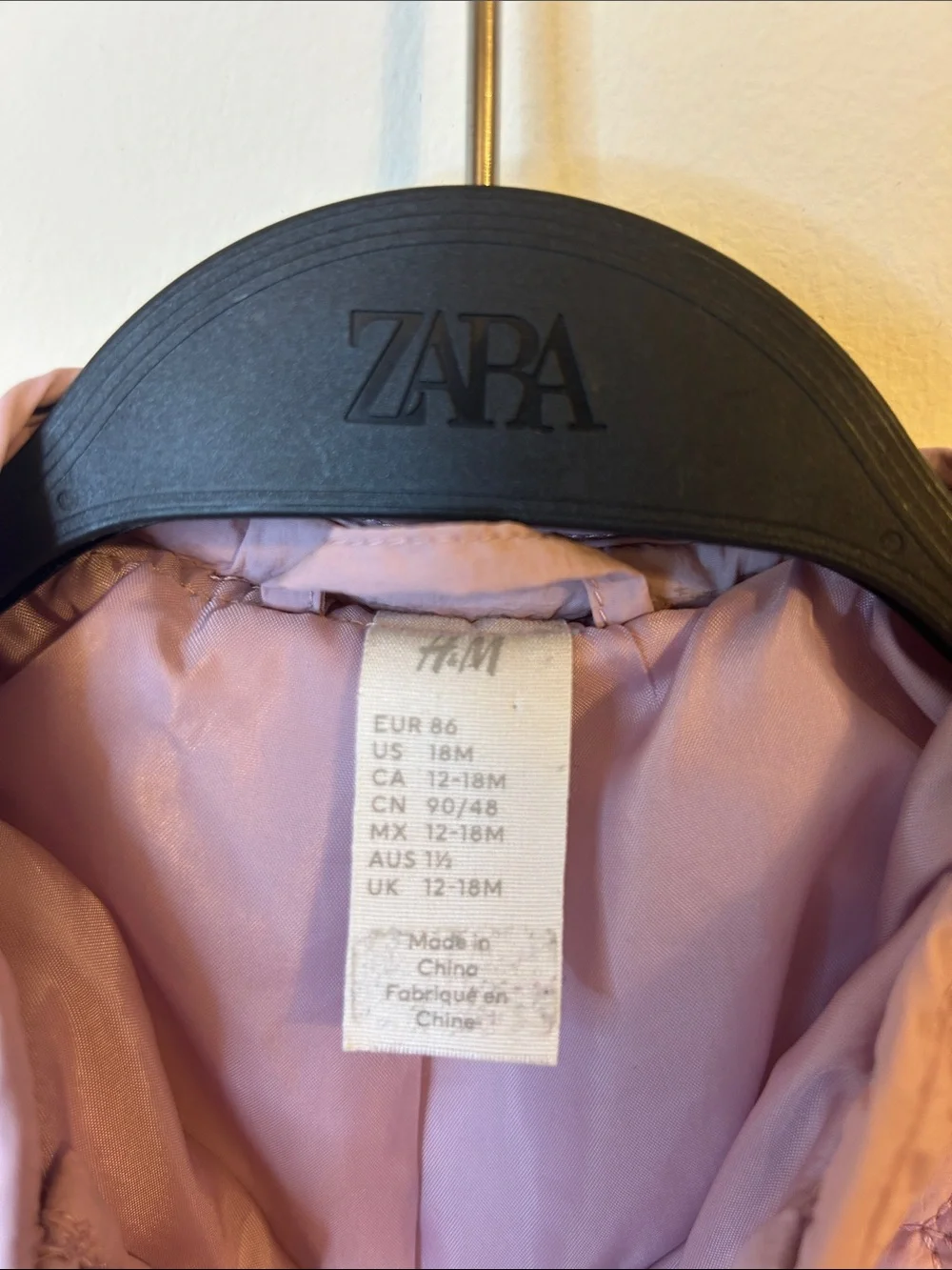 H&M Quilted Floral Baby Jacket in Dusty Pink, Size 18 Months